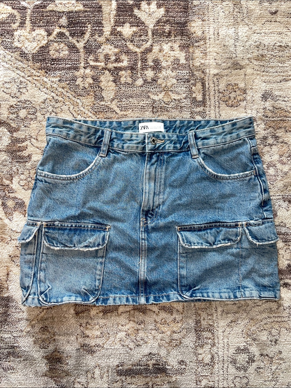 Zara Light Blue Denim Cargo Mini Skirt